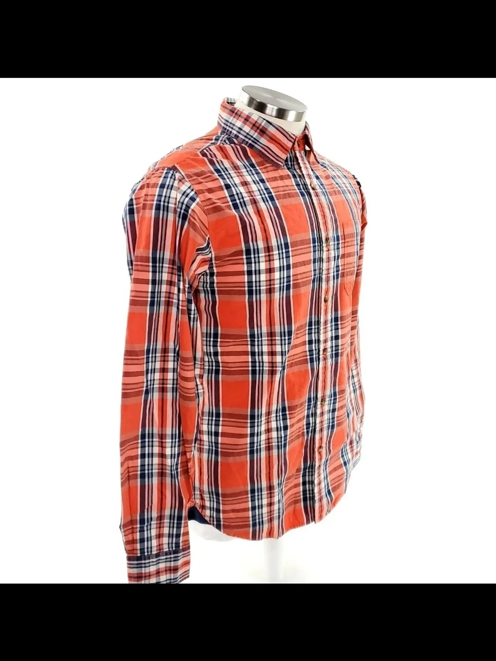 The North Face Mens Long Sleeve Button Up Shirt Small Orange 100% Cotton